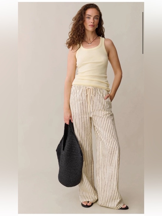 Caara Pants - Caara By Few Moda Beatriz Cotton Pants Size XS Butter Cacao Stripe NWT